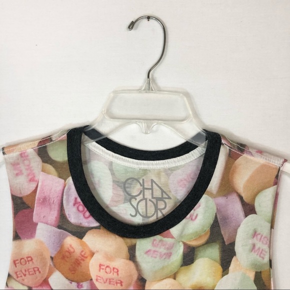Chaser New Candy Print Sweet Hearts tee S - Picture 3 of 9